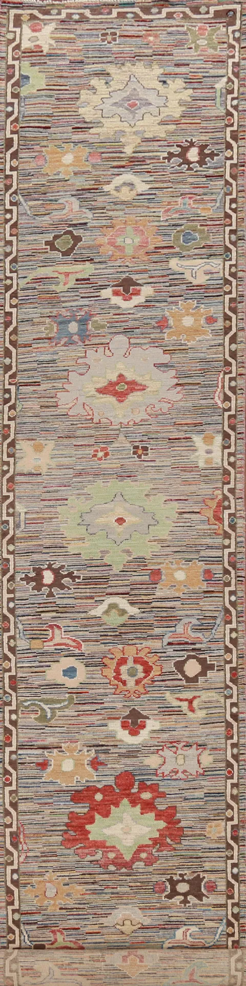 Vegetable Dye Wool Oushak Turkish Runner Rug 3x20