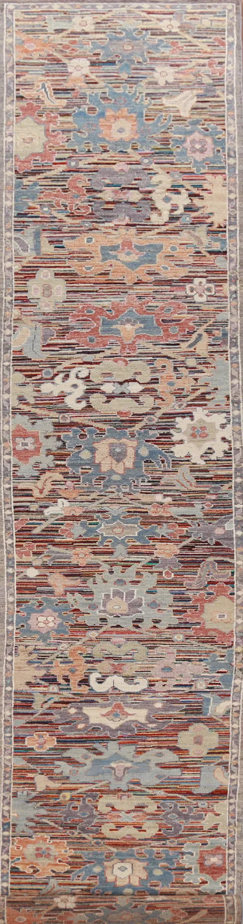 Vegetable Dye Oushak Turkish Runner Rug 2x19