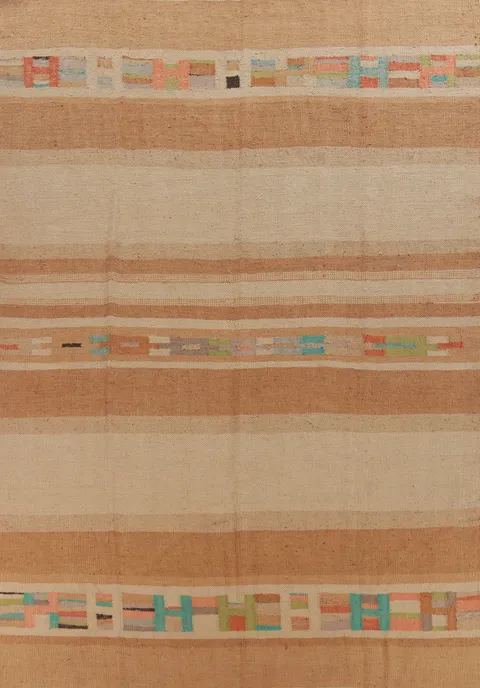 Striped Jute Kilim Vegetable Dye Area Rug 9x12