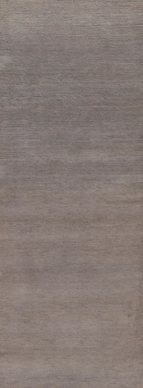 Solid Gray Gabbeh Vegetable Dye Runner Rug 3x10