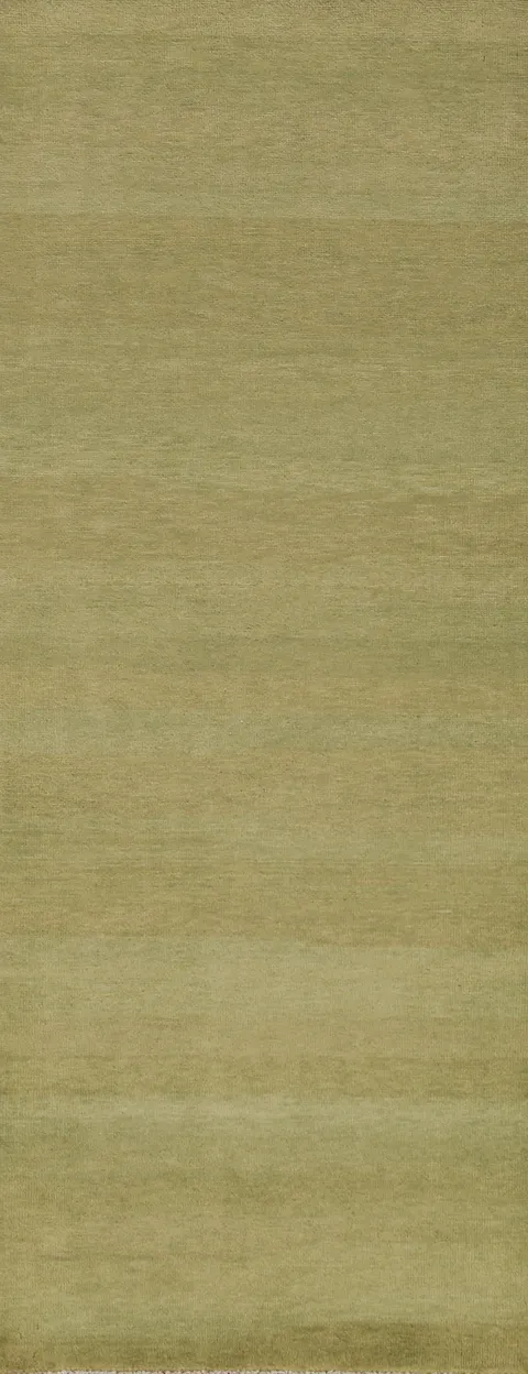 Green Modern Wool Gabbeh Vegetable Dye Runner Rug 3x8