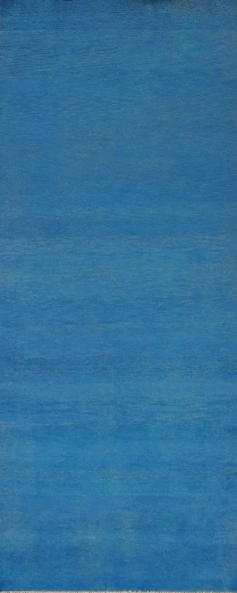 Vegetable Dye Blue Gabbeh Persian Runner Rug 3x8