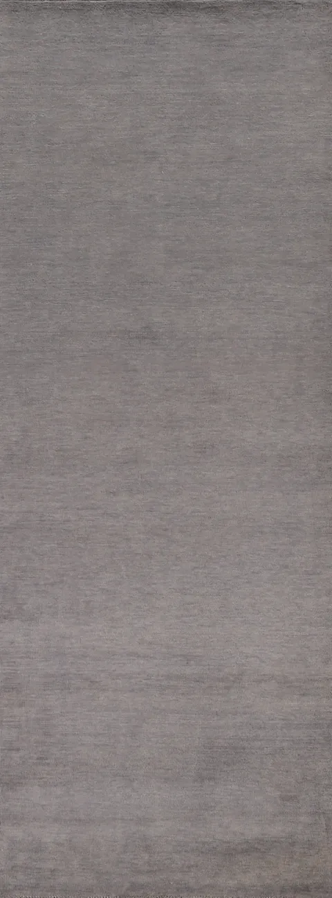 Solid Gray Modern Gabbeh Persian Runner Rug 3x10