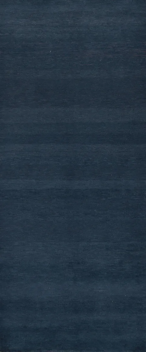 Navy Blue Modern Gabbeh Vegetable Dye Runner Rug 3x8