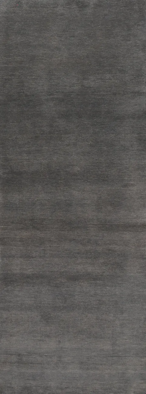 Solid Wool Charcoal Gabbeh Persian Runner Rug 3x10