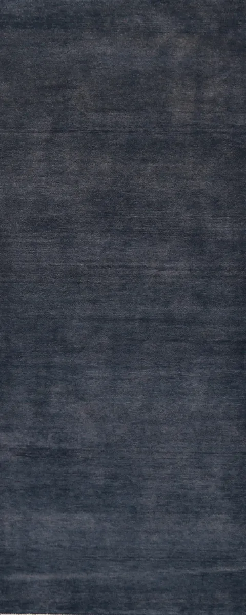 Dark Navy Blue Modern Gabbeh Persian Runner Rug 3x8