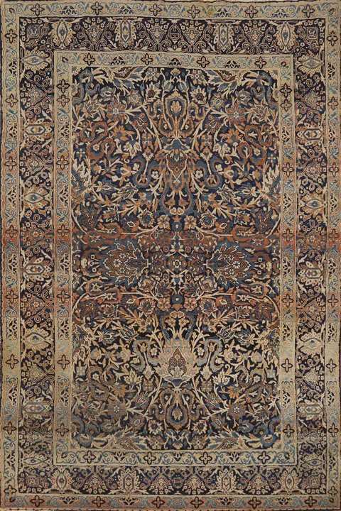Pre-1900 Antique Vegetable Dye Kerman Ravar Persian Rug 5x7
