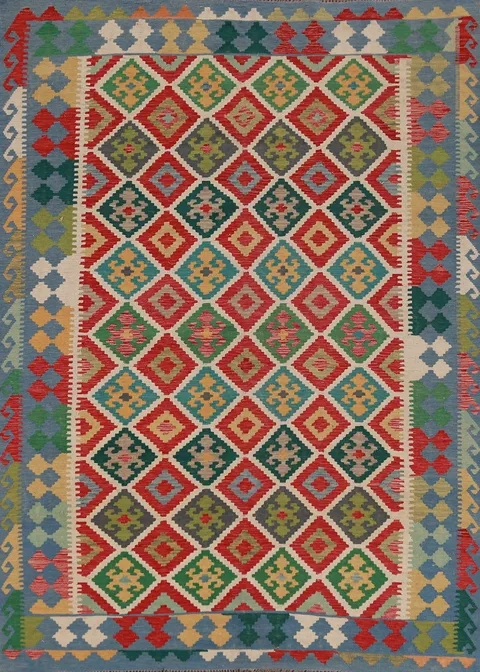 Flat Weave Wool Kilim Oriental Area Rug 6x8