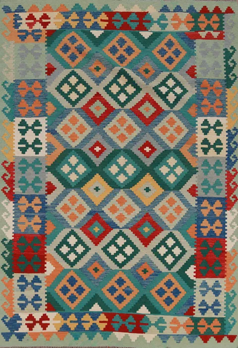 Flat Weave Wool Kilim Oriental Area Rug 6x8