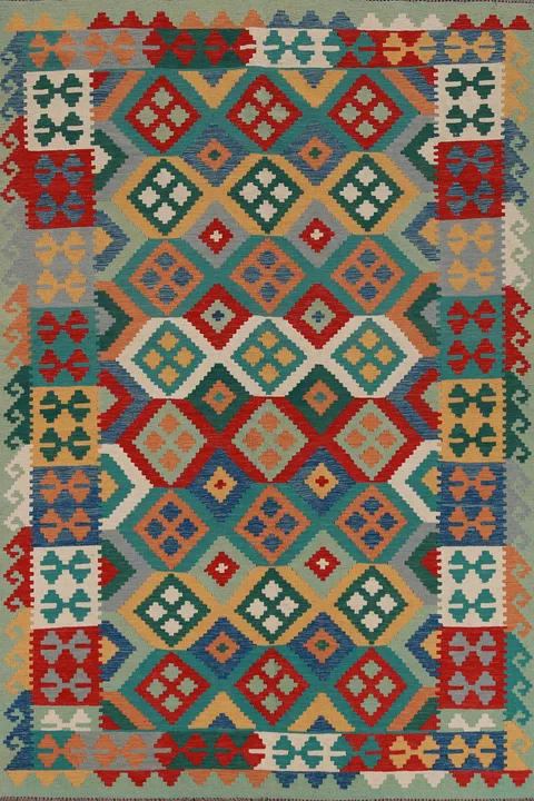 Flat Weave Wool Kilim Oriental Area Rug 6x8