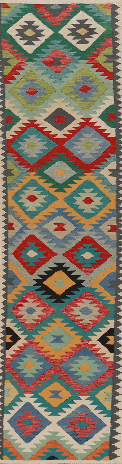 Flat Weave Wool Kilim Oriental Runner Rug 3x13