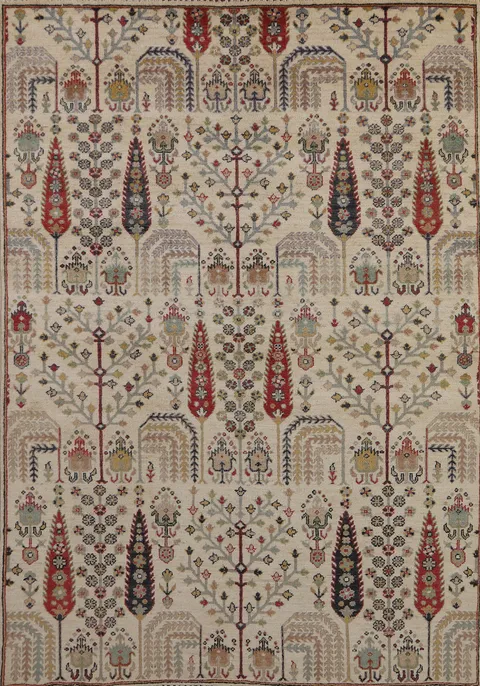 Handmade Wool Floral Ziegler Oriental Rug 5x7