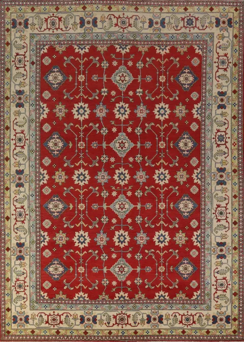 Vegetable Dye Red Kazak Oriental Area Rug 9x12
