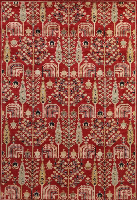 All-Over Red Floral Ziegler Oriental Area Rug 7x10