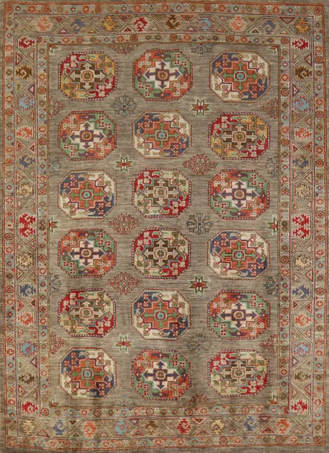 Geometric Wool Kazak Oriental Rug 5x6