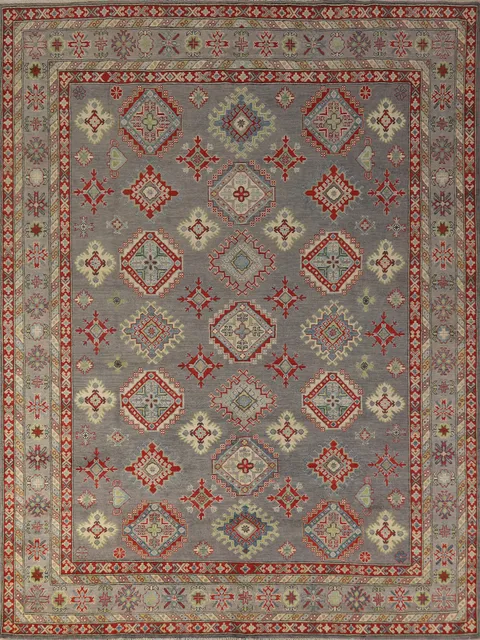 Vegetable Dye Gray Kazak Oriental Area Rug 8x10