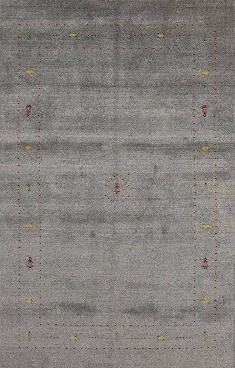 Tribal Gray Gabbeh Oriental Area Rug 5x8