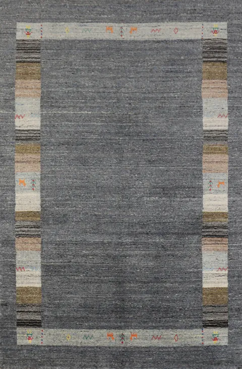 Handmade Gray Wool Gabbeh Oriental Rug 5x7