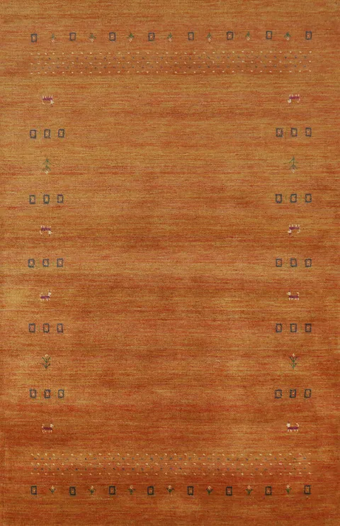 Orange Wool Gabbeh Oriental Area Rug 5x8