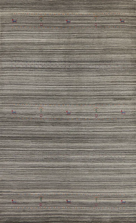 Tribal Wool Gabbeh Indian Area Rug 5x8