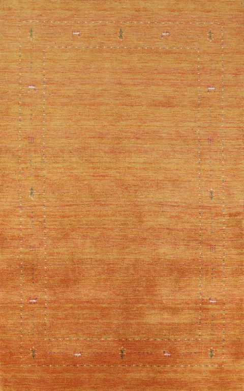 Tribal Wool Orange Gabbeh Indian Area Rug 5x8