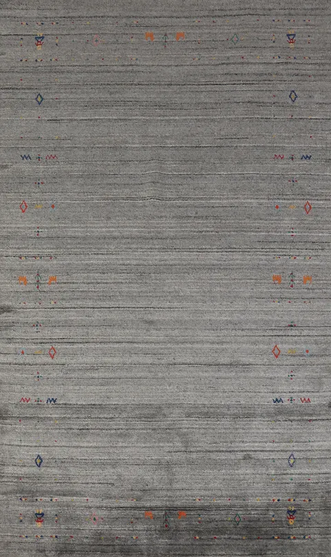Handmade Gray Gabbeh Indian Area Rug 5x8