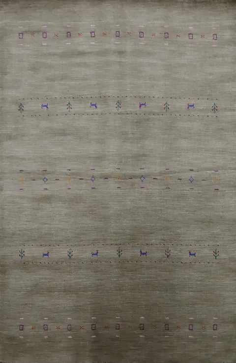 Tribal Wool Green Gabbeh Indian Area Rug 5x8