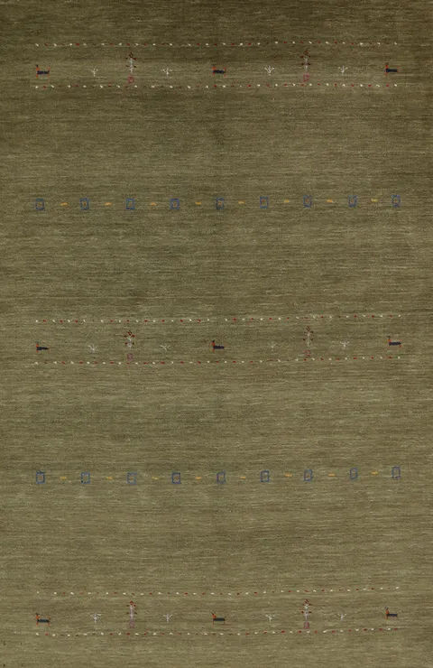 Green Tribal Wool Gabbeh Indian Area Rug 5x8