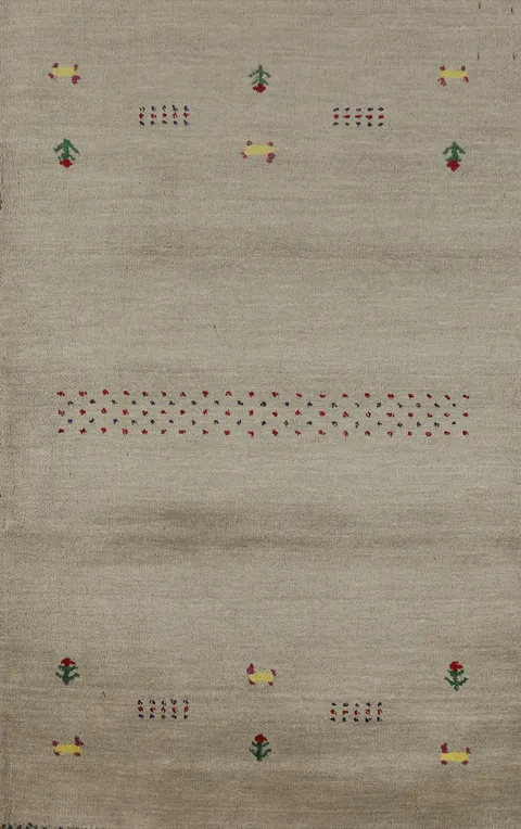 Aqua Tribal Wool Gabbeh Oriental Rug 3x5