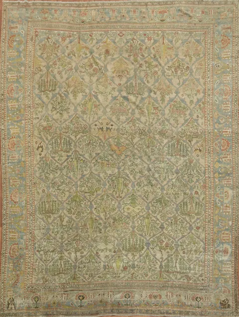 Pre-1900 Antique Vegetable Dye Bakhtiari Persian Large Rug 12'x16'