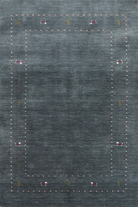 Tribal Gray Blue Wool Gabbeh Indian Rug 4x6