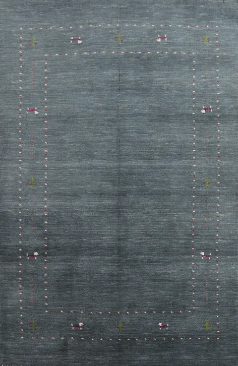 Handmade Gray Blue Gabbeh Indian Rug 4x6