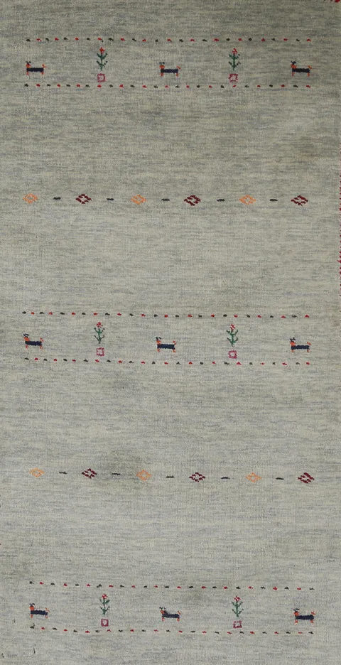 Aqua Wool Tribal Gabbeh Oriental Rug 3x6