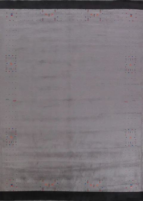 Gray Lilac Tribal Wool Gabbeh Indian Area Rug 9x12