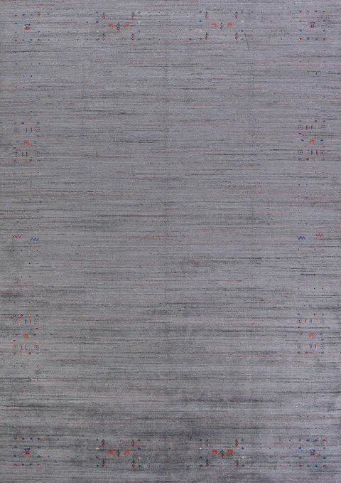 Gray Blue Tribal Wool Gabbeh Indian Area Rug 9x12