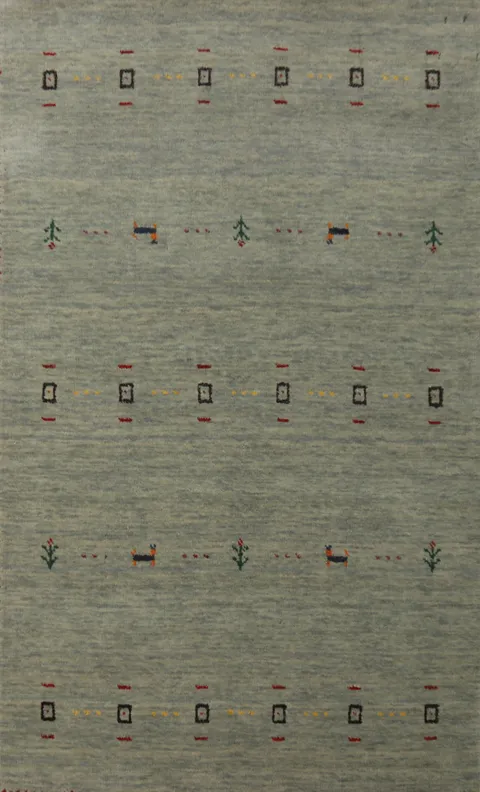 Aqua Green Wool Gabbeh Indian Accent Rug 3x5