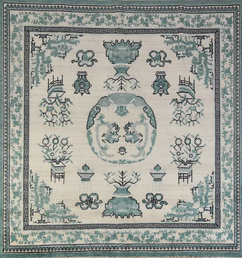 Square Wool Handmade Art Deci Oriental Area Rug 8x8