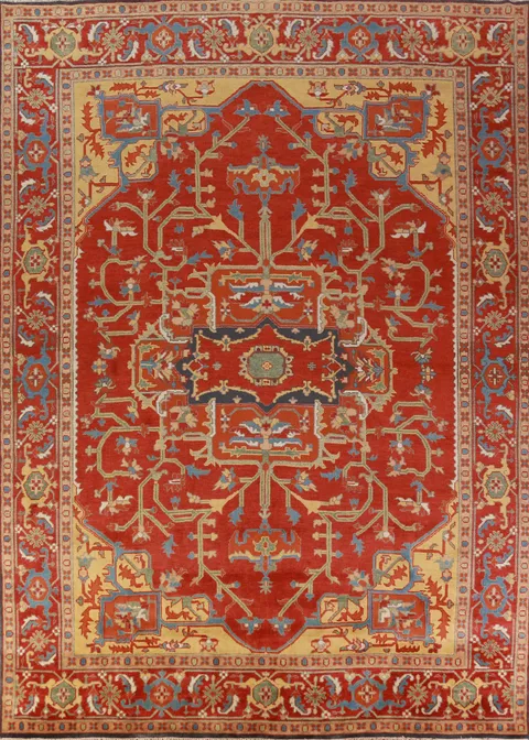 Handmade Wool Heriz Serapi Indian Large Rug 12x15