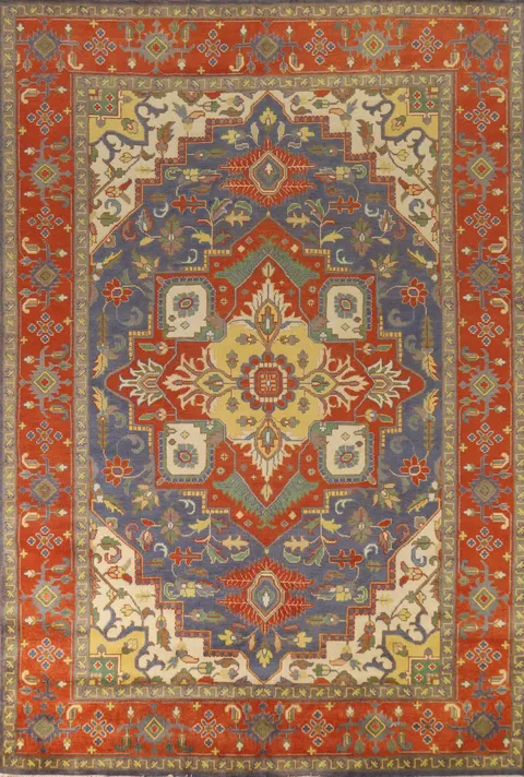 Geometric Wool Heriz Serapi Oriental Large Rug 10x14