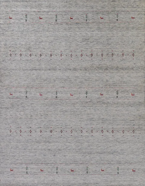 Ivory & Blue Tribal Gabbeh Indian Area Rug 8x10