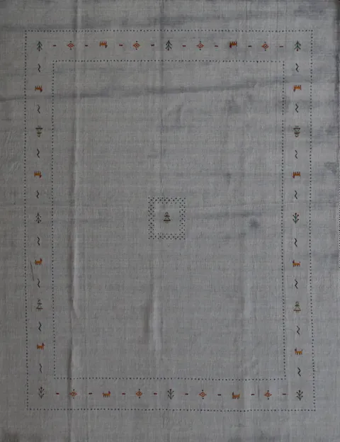 Silver Gray Tribal Gabbeh Indian Area Rug 8x10