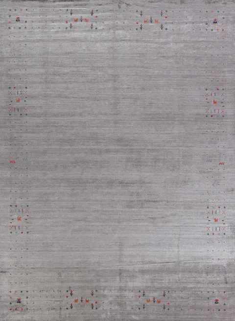 Handmade Gray Gabbeh Indian Area Rug 9x11