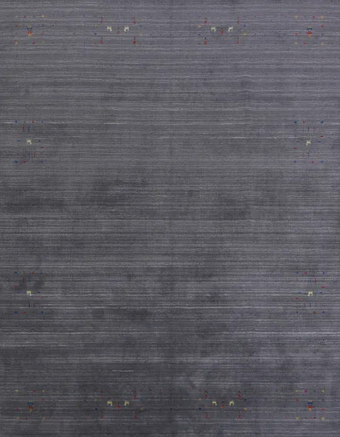 Slate Gray Tribal Gabbeh Indian Area Rug 8x10