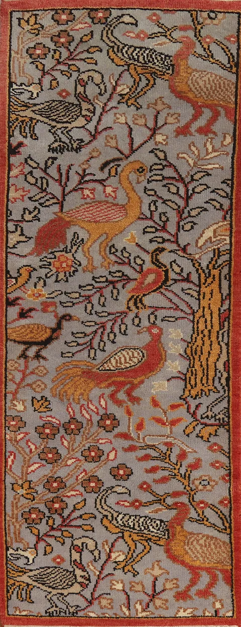 Animals Wool Ziegler Indian Runner Rug 2x8