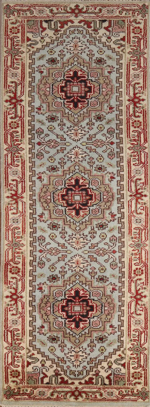 Geometric Heriz Serapi Oriental Runner Rug 2x8