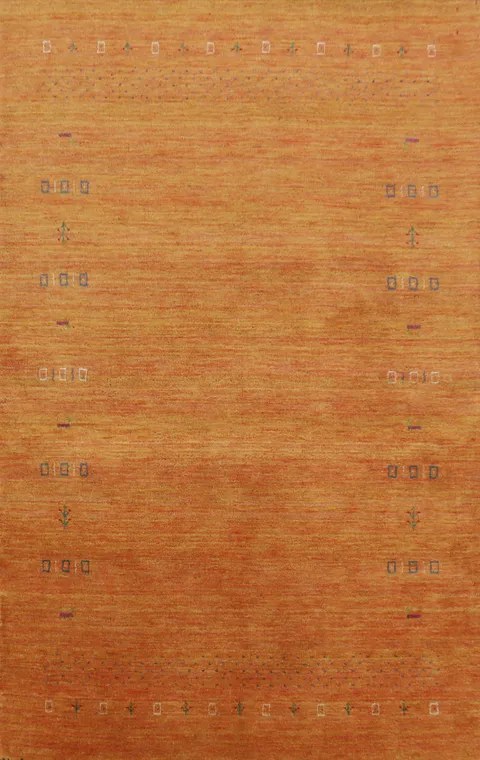 Orange Tribal Wool Gabbeh Indian Area Rug 5x8