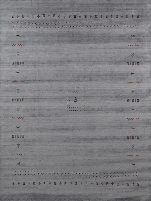 Silver Gray Wool Gabbeh Indian Area Rug 8x10
