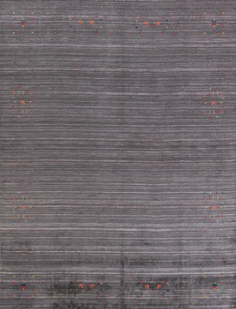 Gray Charcoal Wool Gabbeh Indian Area Rug 8x10