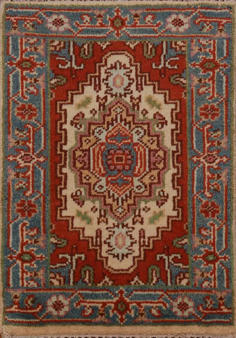 Geometric Wool Heriz Serapi Indian Rug 2x3
