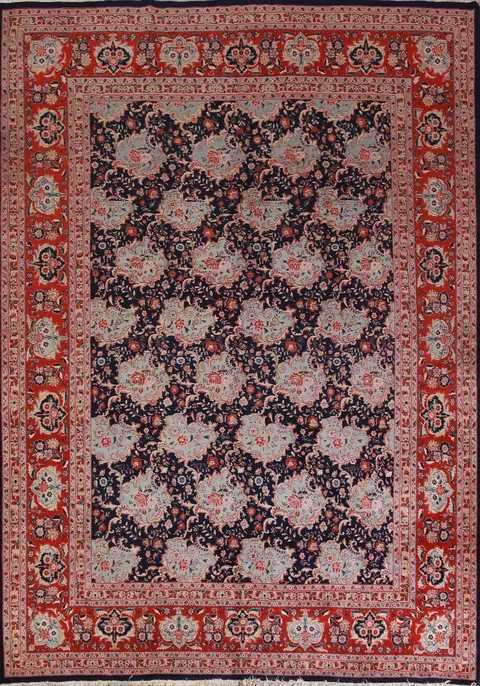 Vegetable Dye Dark Blue Floral Bidjar Persian Area Rug 10x13